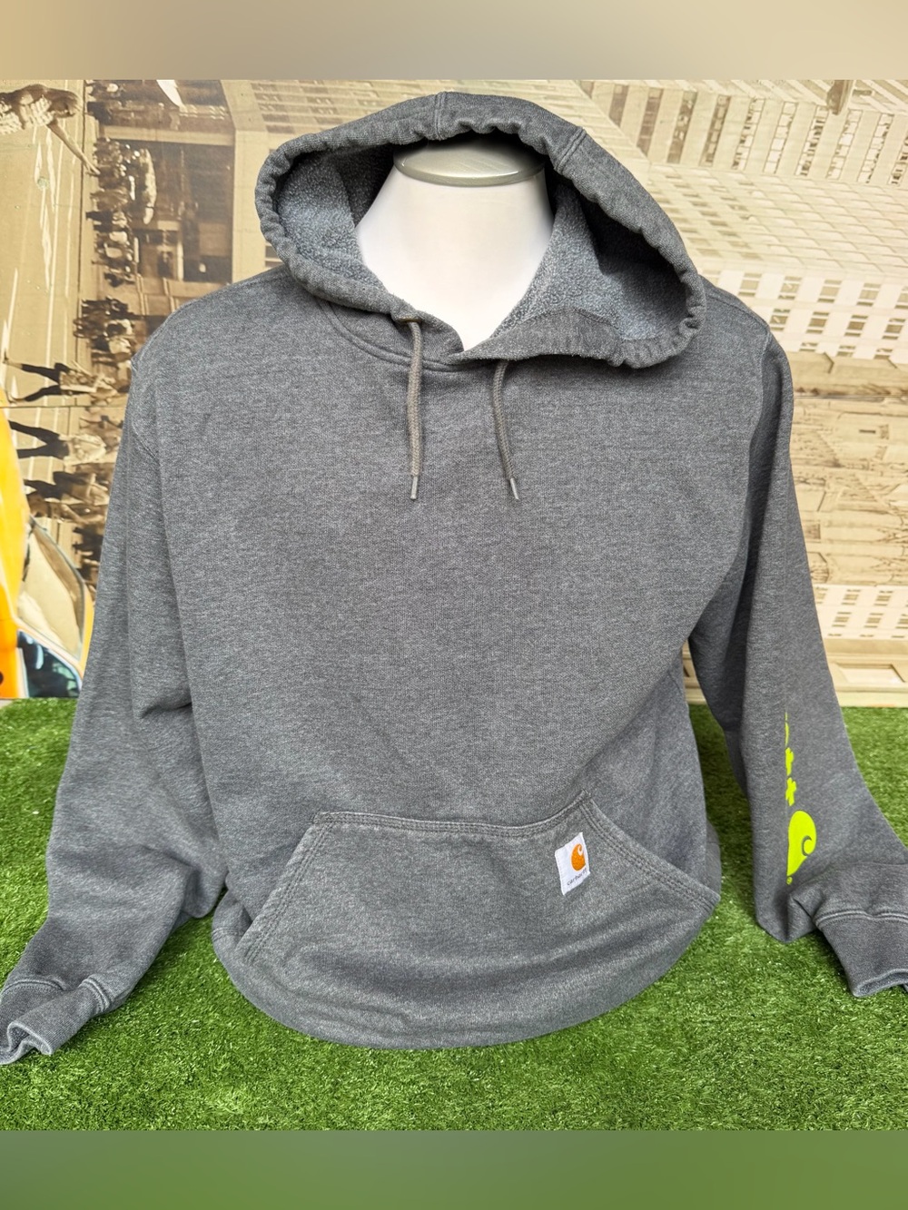 Carhartt Men's Charcoal Gray Pullover Hoodie with Logo Patch